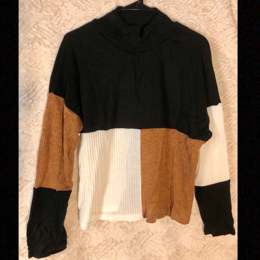 Tri Colored Cowl Neck Top